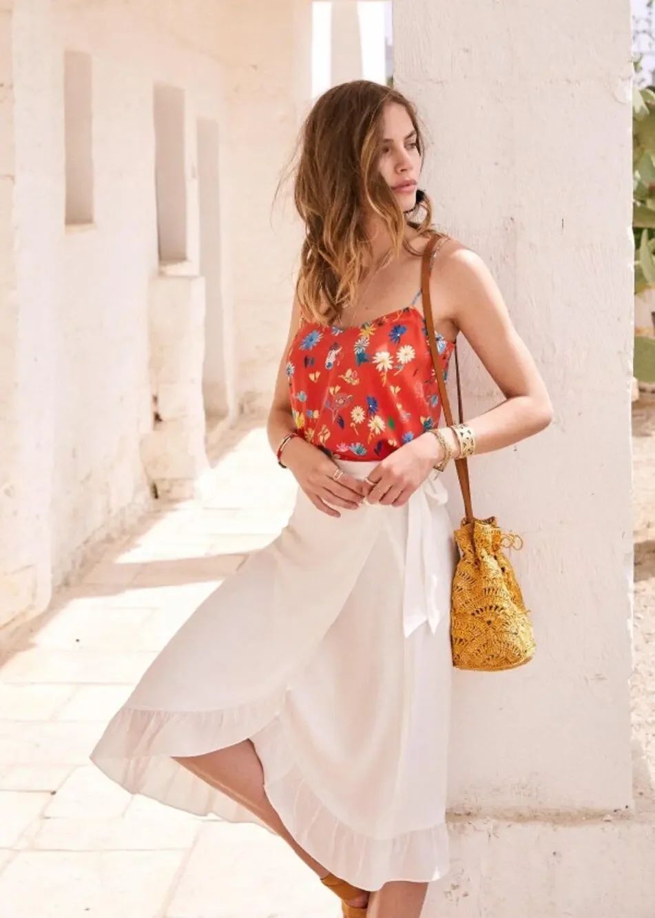 SEZANE adriana silk Skirt white EU38/US6